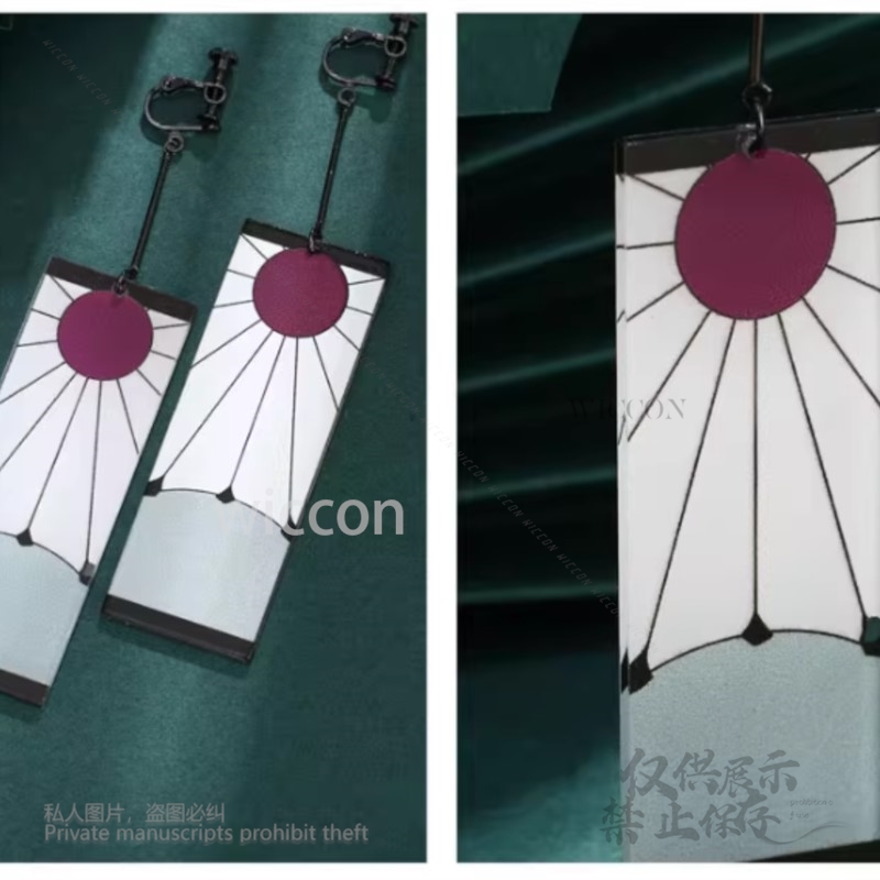 Acrylic Earrings Ear Clips Sty - Anime Cosplay Demon Slayer recension och pris